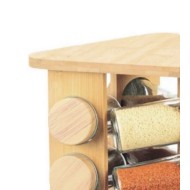 Porta Condimentos 9 Potes 70ml Em Vidro Com Suporte 24,5cm Giratório Em Bambu